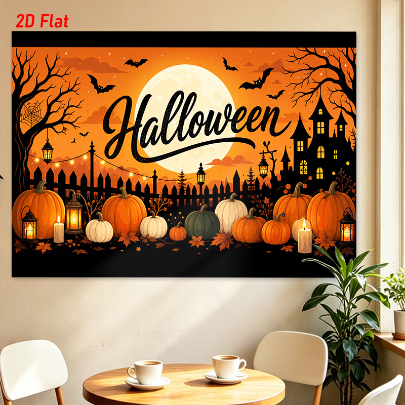 Pumpkin Lantern Halloween - 가을 할로윈 호박 성 태피스트리 보름달