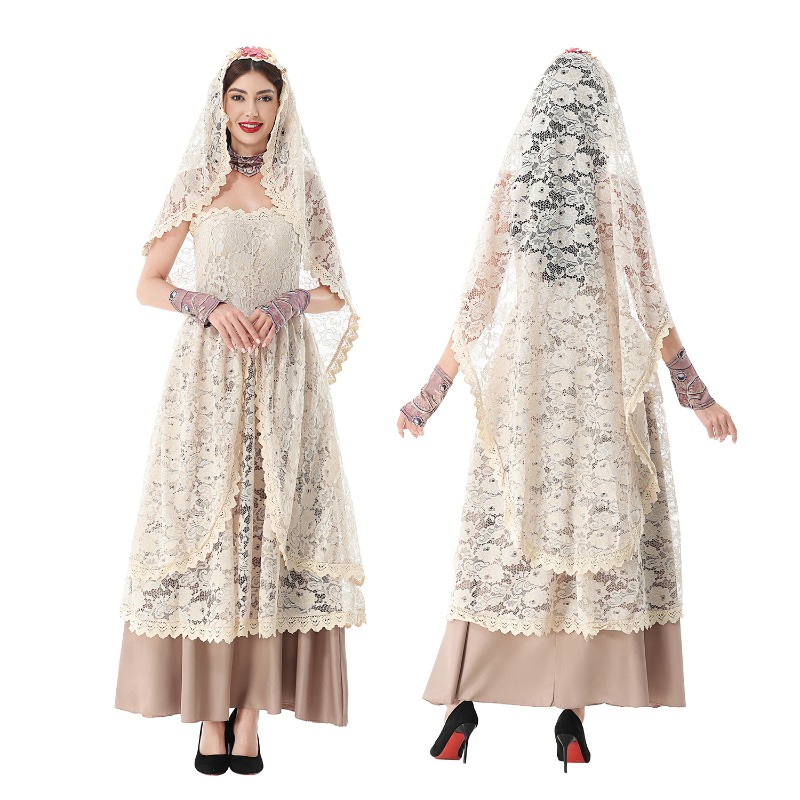 Halloween Costume Adult - 여성용 빈티지 레이스 맥시 드레스, 레이스