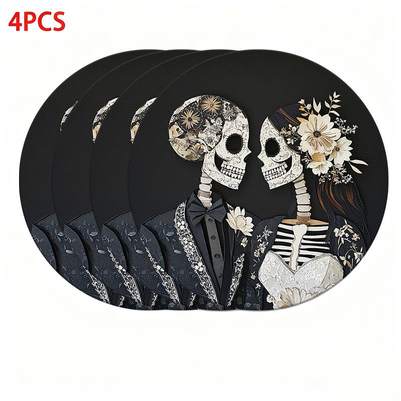 Halloween Skeleton Decoration - 비카마 레트로 플라워 웨딩 스켈레톤 커플