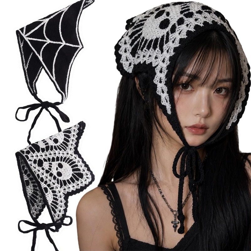 Spider Web Halloween Decoration - 크로셰 할로윈 헤어밴드 고딕 해골 거미줄