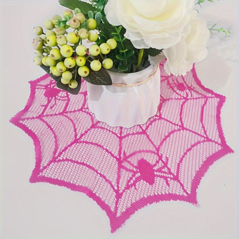 VIKAMA 로즈 레드 레이스 스파이더 웹 식사 매트  - Spider Web Halloween Decoration 리뷰 및 가격