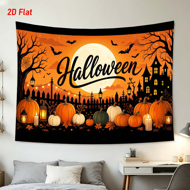 가을 할로윈 호박 성 태피스트리 보름달 박쥐 거미줄 랜 - Pumpkin Lantern Halloween 리뷰 및 가격