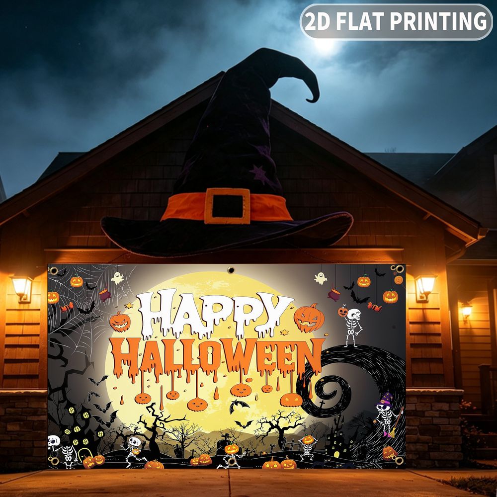 1개 2D 플랫 할로윈 파티 차고 배너, 해피 할로윈  - Halloween Skeleton Decoration 리뷰 및 가격