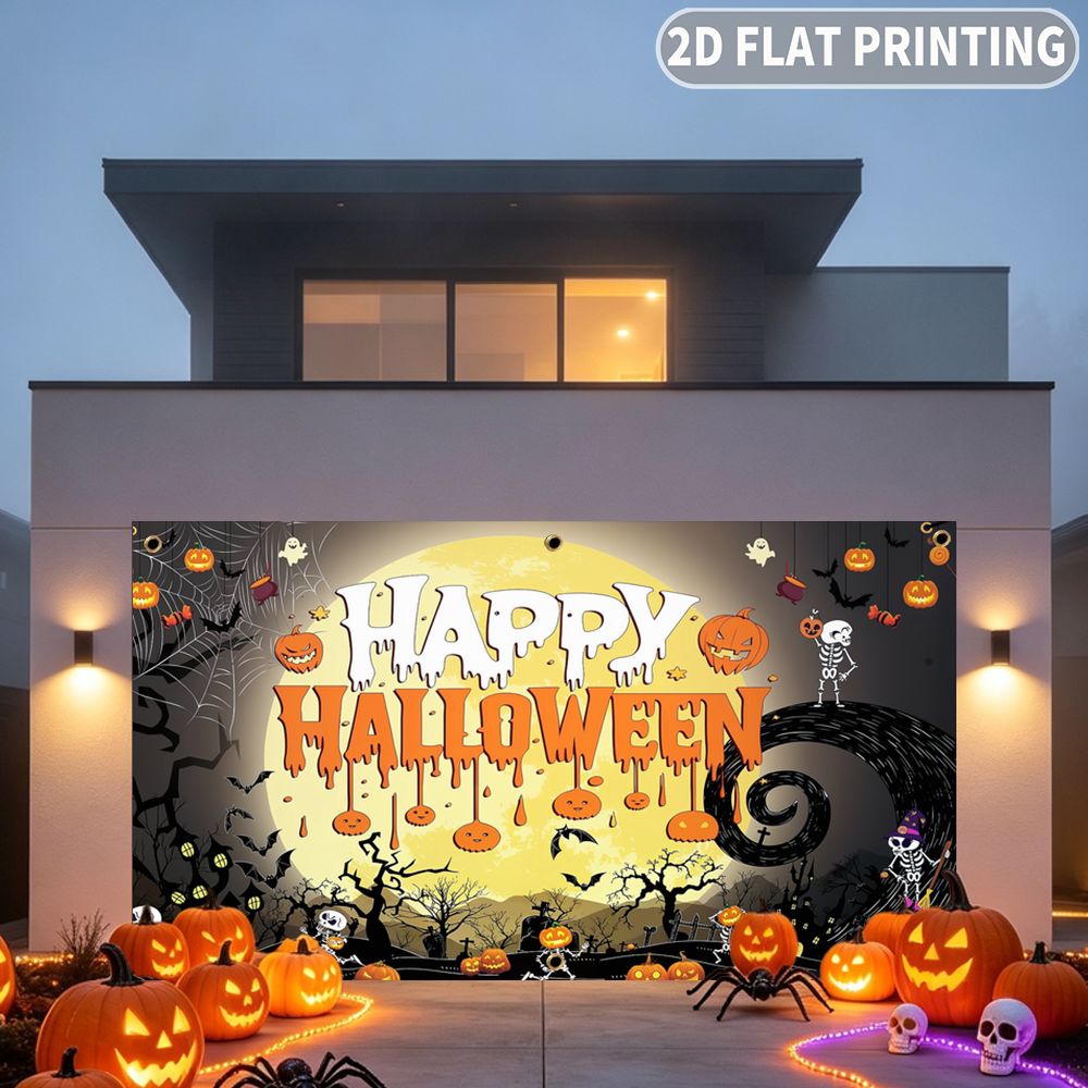 1개 2D 플랫 할로윈 파티 차고 배너, 해피 할로윈  - Halloween Skeleton Decoration 리뷰 및 가격