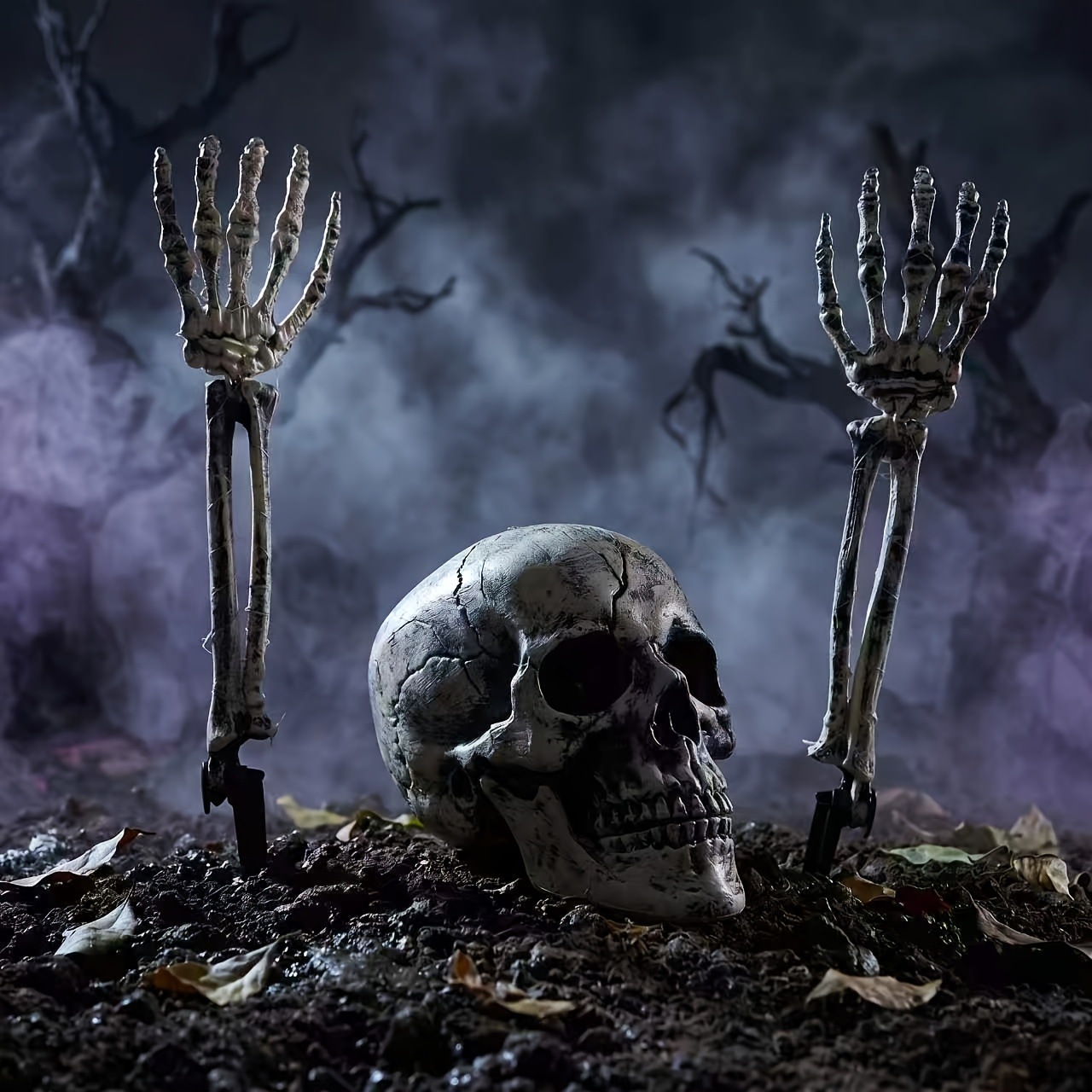 할로윈 정원 장식 세트 3개: 해골 머리 모양과 해골  - Halloween Skeleton Decoration 리뷰 및 가격