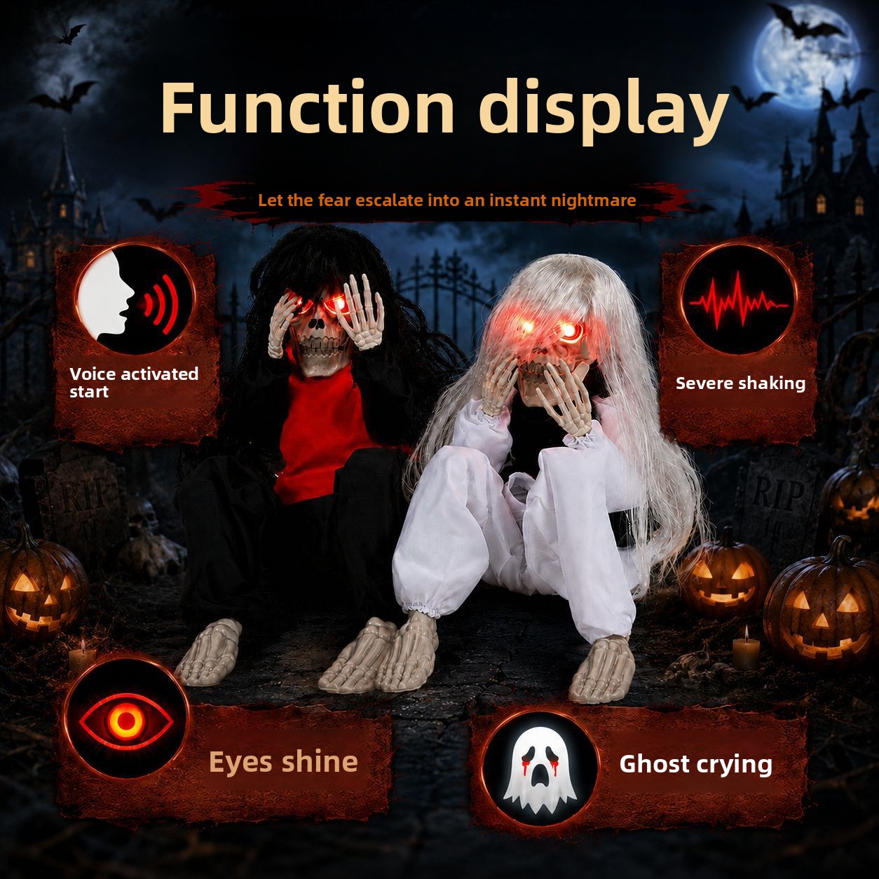 할로윈 야외 정원 장식용 해골 인형, 빨간 눈이 빛나는 - Halloween Skeleton Decoration 리뷰 및 가격