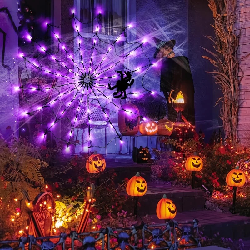 할로윈 거미줄 모양 LED 스트링 조명, 오렌지색 조명 - Halloween Led String Lights Orange 리뷰 및 가격