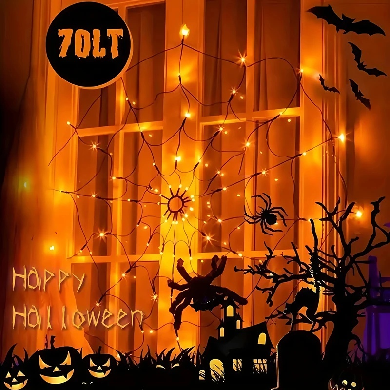 할로윈 거미줄 모양 LED 스트링 조명, 오렌지색 조명 - Halloween Led String Lights Orange 리뷰 및 가격