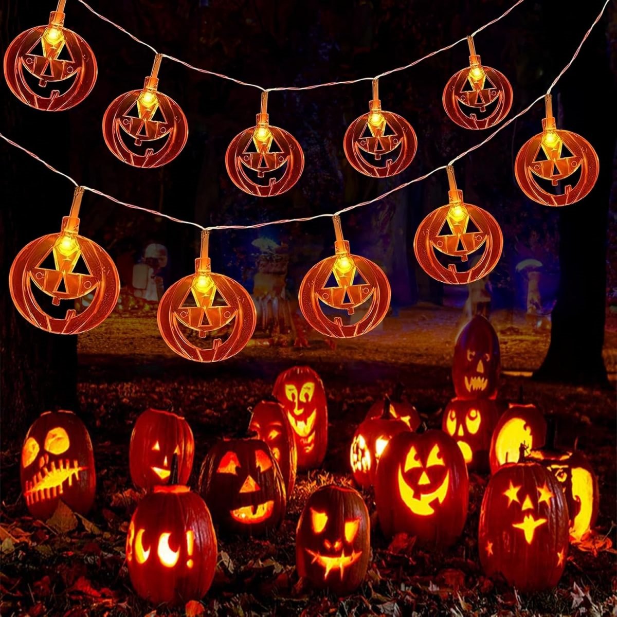1pc 20LED 오렌지 평면 중공 할로윈 호박 조명  - Halloween Led String Lights Orange 리뷰 및 가격
