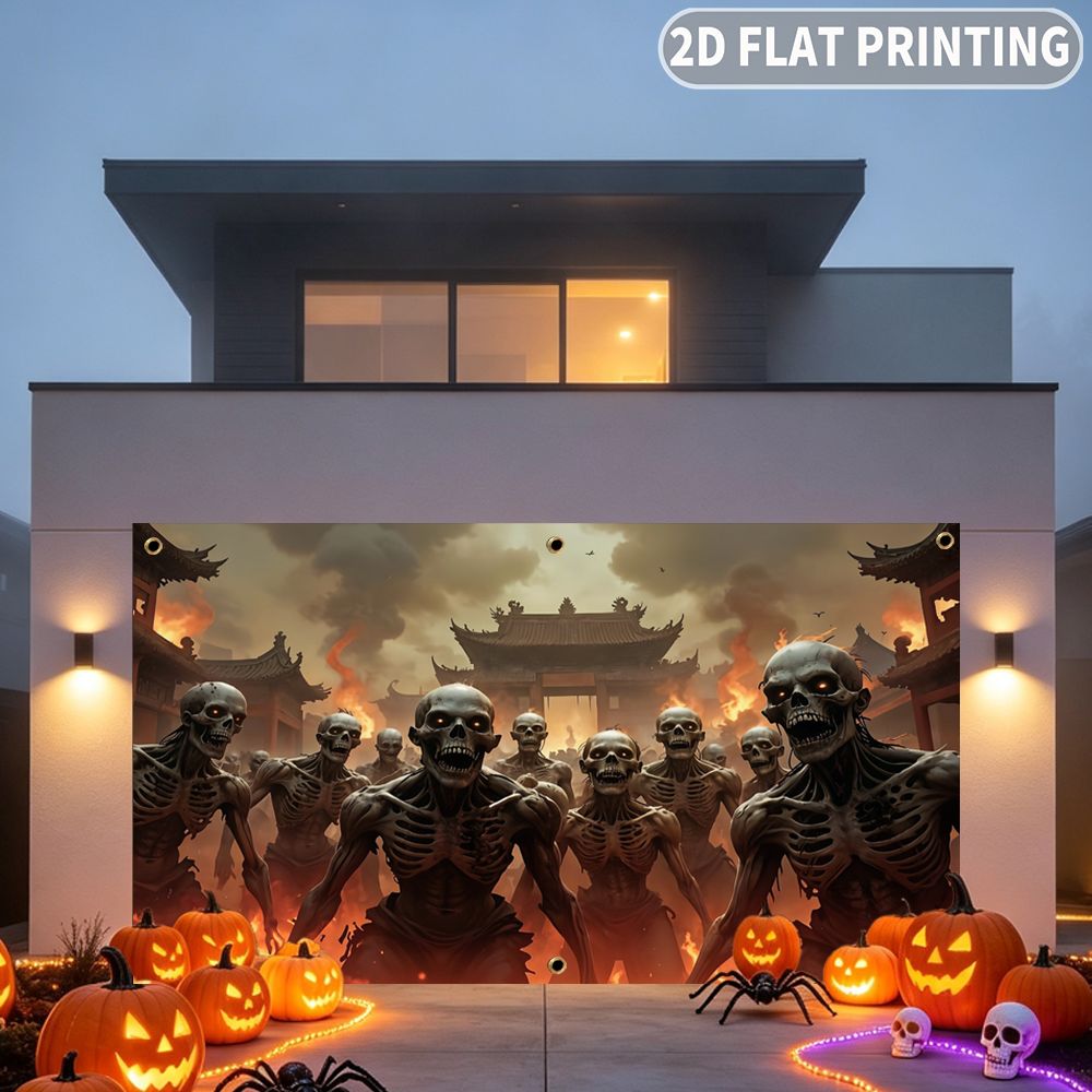 2D 평면 할로윈 파티 차고 배너 1개, 불타는 성전을 - Halloween Skeleton Decoration 리뷰 및 가격